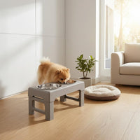 Adjustable Double Bowl Pet Feeder Matte Finish Foldable Raised Pet Bowl Simple to Clean to Clean Animal Dining for Dogs