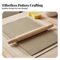 Clay Rolling Pin Solid Wood Pottery Tools Set Polished Surface for Home Studio