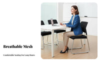 Padded Seat Armless Mesh Sled Chair Easy Assembly Office Furniture Sturdy Metal Frame Conference Seating for Students, Visitors, Business Managers, Meeting Room, Training Center, Reception Area, School