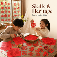 Chinese New Year Window Paper Cutting DIY Kit for Kids, Spring Festival Craft