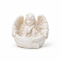 Angel Figurine Cream-White Cherub Figurine Angel Statue Serene Decor Resin for Collectors, Mantel, Bookshelf