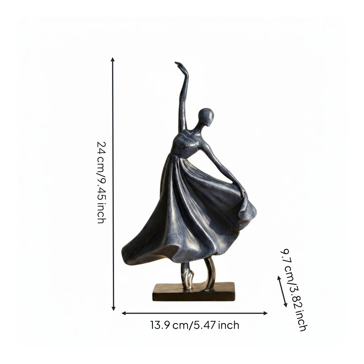 Minimalist Design Abstract Dancer Sculpture Elegant Accent Ballerina Figurine for Entryway, Office, Bookshelf