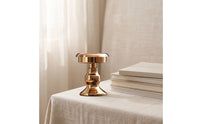 Short Taper Candle Holder Small Taper Candle Holder with Wide Base Metallized Candlestick with Pedestal Base for Wedding