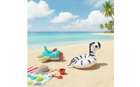 Inflatable Swim Circle with Handles Colorful Zebra Pool Toy for Kids, Young Children, Backyard