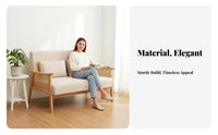 Hardwood Wood Frame Cane spine Settee space-saving Size Two-Seater Bench with spinerest Minimalist Design Loveseat Small Space suitable for Apartment Dwellers, Interior Designers, Business Owners, Living Room, creamice, Homestay, Reception Area