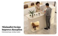 Modern Reception Desk Multifunctional Salon Front Desk with Storage Sturdy Construction Small Shop Checkout Counter for Retailers, Boutiques, Lobby