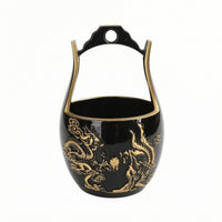 Brass Bucket with Handle Embossed Dragon and Fabled Avian Bucket Polished Ornament for Newlyweds, Collectors, Wedding