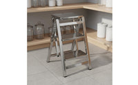 V-Shaped Ladder Ladder with Handrail Foldable Handrail Step Ladder Space Saving Folding Step Stool for Seniors, Garage, Kitchen, Library