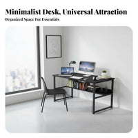 Space Saving Design Simple Writing Desk Easy To Assemble Home Office Study Desk Sturdy and Long-Lasting Metal Frame Study Table Modern Design for Students, Renters, Professionals, Bedroom, Dorm Room
