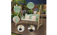 Cushioned Double Swing Chair with Canopy Freestanding Rattan Hanging Chair with Stand Weather-Resistant Furniture Long-Lasting for Couples, Balcony