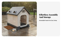 Waterproof Plastic Dog House Weatherproof Indoor Outdoor Pet Kennel Sunproof All-Weather Doghouse Resistant