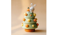 Whimsical Felt Christmas Tree Mini Felt Tree with Rabbit Cute Bunny Ornament Adorable for Shelves