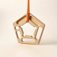 2 Pieces Hanging Climbing Training Board Pentagonal Wooden Training Board with Cords Portable Hangboard with Rope Travel-Friendly for Climbers, Athletes, Home Gym