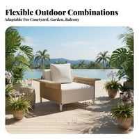 4 Pieces Southeast Asian design 4-Piece Wicker Chat Set Woven Design Outdoor Furniture Weather Resistant Patio Seating Sturdy Construction for Hospitality Business Owners, Homeowners, Families, Balcony, rearyard, Porch, waterfront
