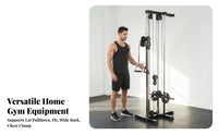 Wall Mounted Pulley System Multi-Functional Wall Mounted Cable Station Heavy Duty Steel Frame Home Gym LAT Pulldown Unit for Bodybuilders, Athletes