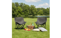 7 Pieces Roll-up Table and Moon Chair Set Foldable Portable Camping Dining Set High Load Capacity Lightweight Outdoor Table and Chairs for Backyard