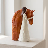 Artisanal Girl Figurine Carved Resin Figurine Delicate Sculpture with Dress Exquisite for Collectors, Animal Lovers