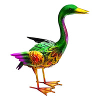 2 Pieces Vivid Colors Duck Statue Hand Painted Metal Duck Sculpture Retro Design for Outdoor