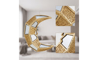 Antique Gold Crescent Wall Hanging Mirrored Mirror with Resin Frame Geometric Decorative Wall Mirror Compact for Entryway