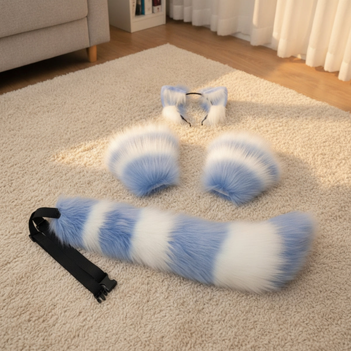 Cosplay Ears and Tail Set Adjustable Furry Ear Headband with Tail Versatile Costume Accessories for Cosplayers