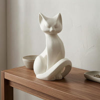Minimalist Cat Sculpture Resin Seated Cat Ornament Decorative Home Decor for Tv Cabinet