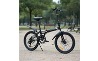 20 Inch Folding Bike With Mudguards 7-Gear Folding Bike Adjustable Seat Portable Town Bike for Commuters, Students, Commuting, City, Travel
