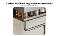Drillno-Cost Installation Wall-Mounted Seasoning Rack Multi-Functional Seasoning Rack Multifunctional Kitchen Organizer With Towel Bar for Families, Homeowners, Home Cooks, over Countertop, Pantry, Bathroom, Cabinet