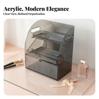 Lidded Makeup Display Case with Drawers Drawer Compartments for Bedroom, Adults