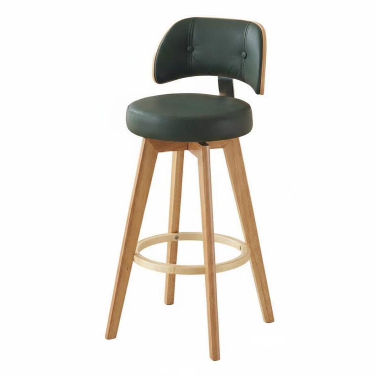 Nordic Design Upholstered Swivel Counter Chair Padded Backrest Upholstered Swivel Stool Built-in Footrest Seating Furniture Sturdy Wooden Legs for Bar Owners, Homeowners, Interior Designers, Kitchen Island, Cafe, Restaurant, Dining Room