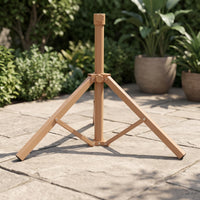 Cross-Braced Foldable Tripod Umbrella Base Tan-Brown Foldable Umbrella Stand Weather-Resistant for Outdoors, Patio