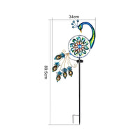 Waterproof Solar Peacock Wind Twirler Weather Resistant Peacock Garden Stake Lamp Decorative LED Solar Yard Twirler Light Easy to Install for Lawn