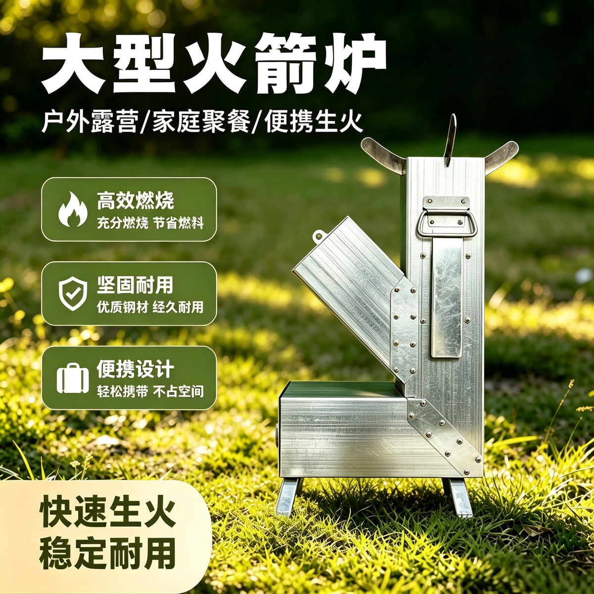 Portable Foldable Rocket Stove for Camping and Outdoor Use