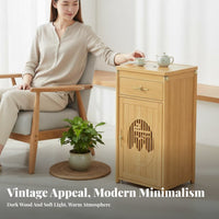 Integrated Water Boiler Mobile Tea Brewing Station Traditional Chinese aesthetic Side Cabinet Space-Saving Design Home Furnishing for Homeowners, Office Workers, Living Room, Reception Area