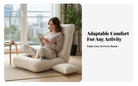 Ergonomic Support Adjustable Backrest Lounger Removable and Washable Cover Adjustable Backrest Seat Thickly Padded Floor Chair Soft Cushioning for Apartment Dwellers, Distant Workers, Living Room, Balcony, Small Apartments, Bay Window