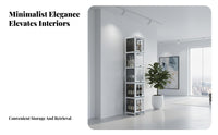 Modern Design Unrestricted Standing Wine Cabinet Space Saving Tall Slim Display Cabinet Large Capacity Narrow Liquor Display Unit Dust-Proof for Collectors, Apartment Dwellers, Living Room, Home Bar, Bedroom, Kitchen