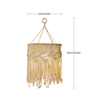 Bohemian Lamp Shade with Tassels Woven Macrame Lampshade Handmade Boho Pendant Light Cover Decorative for Cafe