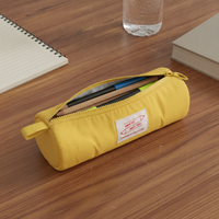 Korean Style Sandwich Pencil Case for Students, Solid Color, High Aesthetic Value, Simple Zipper Stationery Pouch
