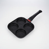 Lid 4-Hole Omelet Pan Easy to Clean 4-Hole Omelette Pan Even Heat Distribution Nonstick Egg Skillet Quick Heating