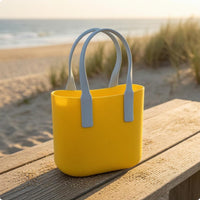 Glossy EVA Tote Handbag uncoveredTop Structured Tote Bag Rounded Corners Rectangular Loop-Handle Bag Boxy