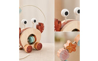 Smooth Wooden Bead Maze Toy Preschool Crab Pull Toy Portable Wooden Bead Maze Classic for Toddlers, Babies, Playroom