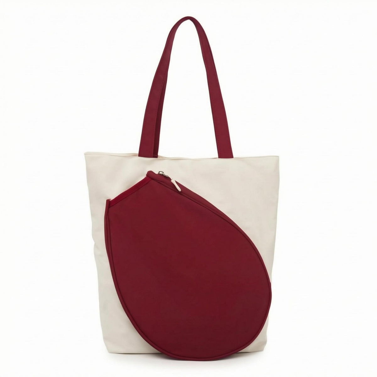 Teardrop Front Pocket Shoulder Tote Bag Contrasting Trim Textile Tote Bag Hand Carry