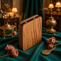 Walnut Wood Grain Hinged Band Case Compact Wooden Band Box Rectangular for Proposal