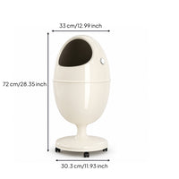 Open Top Capsule Trash Bin Compact Trash Bin with Dual Compartments Space-Saving Wastebasket Glossy for Office, Bedroom