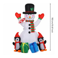 Outdoor Inflatable Snowman with Penguins Festive Snowman with Top Hat Foldable Yard Decoration Long-Lasting for Garden