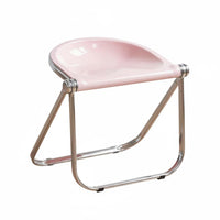 Space-Saving Acrylic Folding Chair Easy to Clean Clear Transparent Chair Armless Transparent Vanity Stool Anti-Slip Feet for Balcony