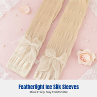 Summer Ice Silk Arm Sleeves, Bowknot Ballet Style, Breathable Sun Protection, Women's Cycling, Fashionable Outdoor Accessory