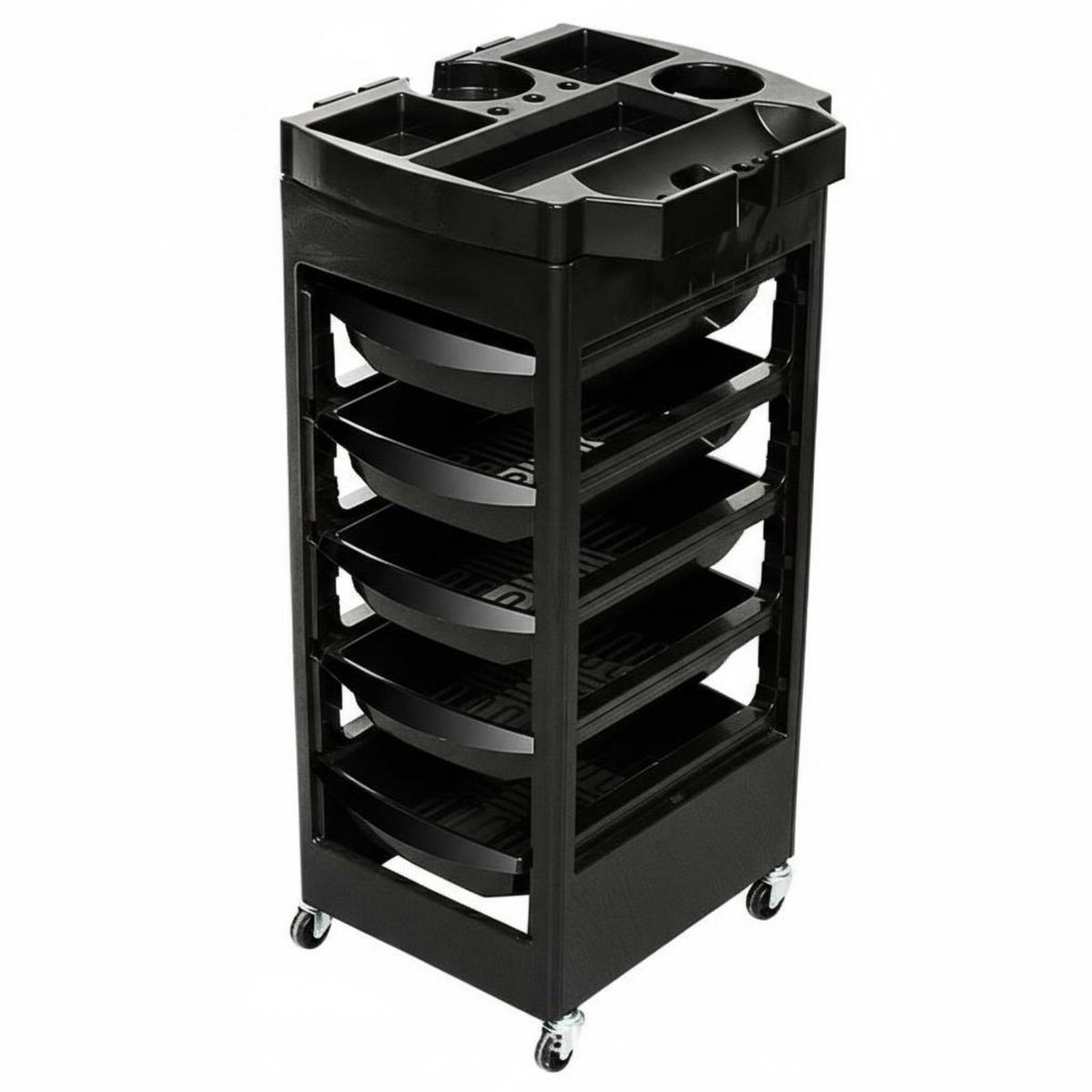 Plastic Cosmetic Trolley with Wheels Includes Dye Bowl Hairstylist Tool Organizer Cart Mobile Hairdressing Station Easy to Clean