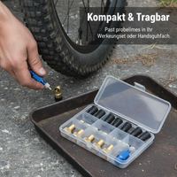 Bicycle Presta to Schrader Valve Adapter Kit with Dust Caps