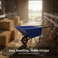 Quick Unloading Construction Wheelbarrow Thickened Basin Hauling Equipment sturdyDuty Hand Barrow Multi-Purpose for Landscapers, Gardeners, Homeowners, Farm, Outdoor tasks, Garden, Lawn Care
