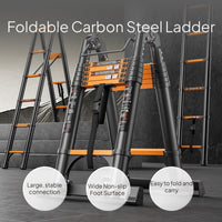 Telescoping Folding Ladder, Multi-Function, Anti-Slip Steel